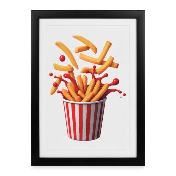 POP FRITES - Bellegique - Affiche encadrée (27 × 37 cm) - noir - Devant