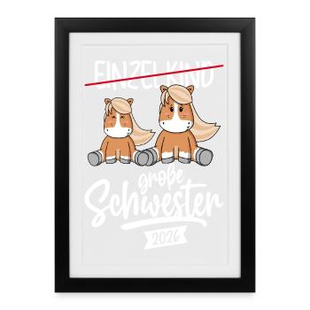 Grande Sœur enfant unique : grossesse 2026 - Affiche encadrée (27 × 37 cm) - noir - Devant
