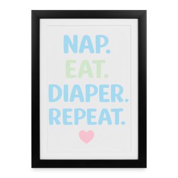 NAP EAT DIAPER REPEAT Shirt – Funny Baby Saying - Framed poster (27 × 37 cm) - black - Front