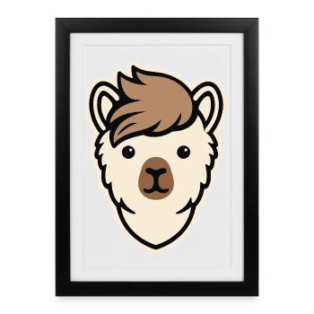 Minimal Alpaka Icon – Clean Streetwear Design - Gerahmtes Poster (27 × 37 cm) - Schwarz - Vorne