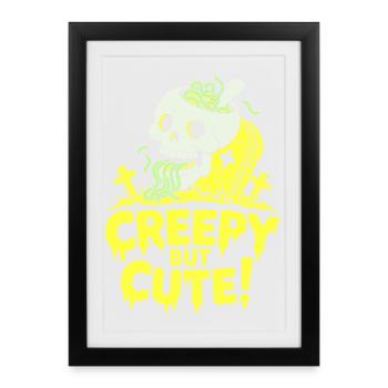 Un éclat de crâne effrayant mais mignon - Affiche encadrée (27 × 37 cm) - noir - Devant