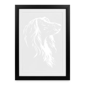 Chiens silhouette de lévriers afghans Wilsigns - Affiche encadrée (27 × 37 cm) - noir - Devant