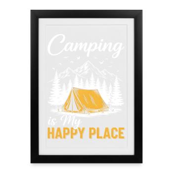 Camping is my happy place - Framed poster (27 × 37 cm) - black - Front