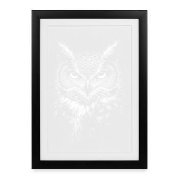 Eagle owl - Framed poster (27 × 37 cm) - black - Front