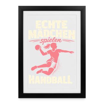 handball mädchen verein team spielerin - Gerahmtes Poster (27 × 37 cm) - Schwarz - Vorne