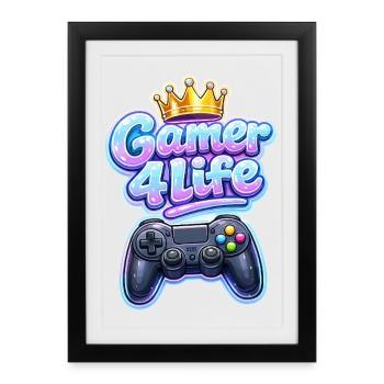Gamer 4 Life Crown Graphics - Framed poster (27 × 37 cm) - black - Front