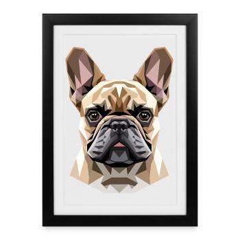French Bulldog Dog Motif Great Dane Frenchie - Framed poster (27 × 37 cm) - black - Front