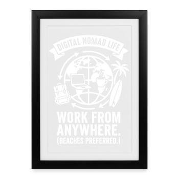 Travailler partout - Affiche encadrée (27 × 37 cm) - noir - Devant