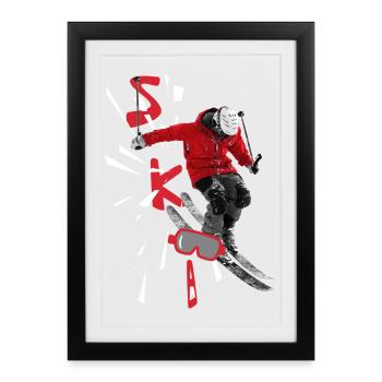 Ski - Forfaits ski - Ski - Affiche encadrée (27 × 37 cm) - noir - Devant