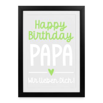 Happy Birthday Dad Birthday Dad Party Outfit - Framed poster (27 × 37 cm) - black - Front