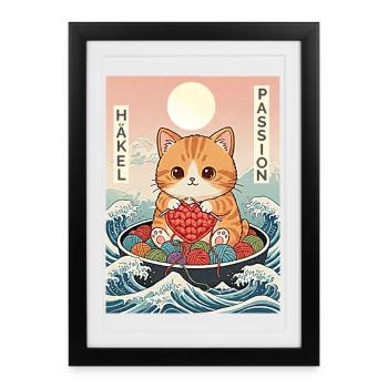 Crochet Passion Kawaii - Framed poster (27 × 37 cm) - black - Front