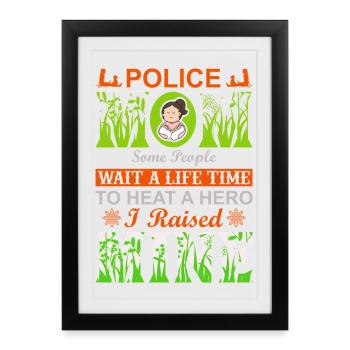 Maman policière J’ai élevé mon cadeau de fête des mères de héros - Affiche encadrée (27 × 37 cm) - noir - Devant