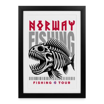 Norway Fishing Trip - Framed poster (27 × 37 cm) - black - Front