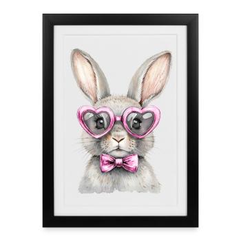 Whimsical Bunny with Heart-Shaped Sunglasses - Framed poster (27 × 37 cm) - black - Front