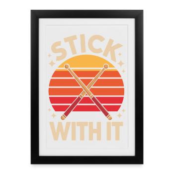 Reste persévérant batteur qui dit rétro - Affiche encadrée (27 × 37 cm) - noir - Devant