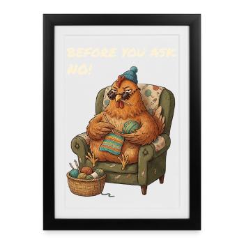 Drôle de dicton, le crochet du poulet - Affiche encadrée (27 × 37 cm) - noir - Devant