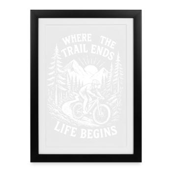 Mountain Bike Vintage Trail – Flow & Mountains Design - Framed poster (27 × 37 cm) - black - Front