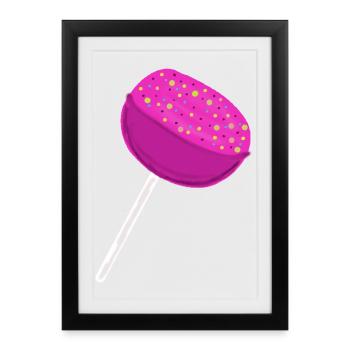 Pink Süßigkeiten Lolli Kinder Kind  - Gerahmtes Poster (27 × 37 cm) - Schwarz - Vorne