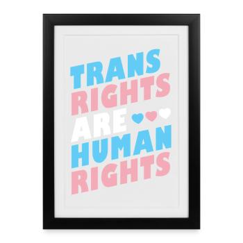 Mois de la Fierté LGBTQ - Les droits des personnes trans sont des droits humains - Affiche encadrée (27 × 37 cm) - noir - Devant