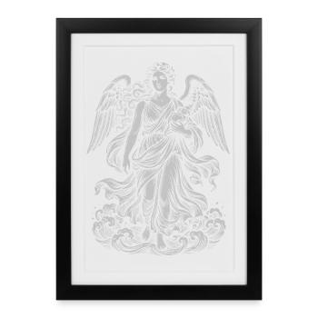 Ange Céleste dans la Tapisserie Nuageuse - Affiche encadrée (27 × 37 cm) - noir - Devant