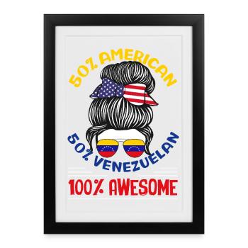 Drapeau du Venezuela Fierté & Maison Venezuela - Affiche encadrée (27 × 37 cm) - noir - Devant