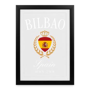 Couronne des armoiries de Bilbao, Espagne – Souvenir de voyage - Affiche encadrée (27 × 37 cm) - noir - Devant