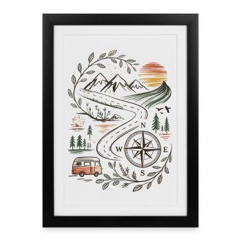 Wander More Nature Road Trip - Framed poster (27 × 37 cm) - black - Front