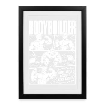 Bodybuilder Training Comic Stolz - Gerahmtes Poster (27 × 37 cm) - Schwarz - Vorne