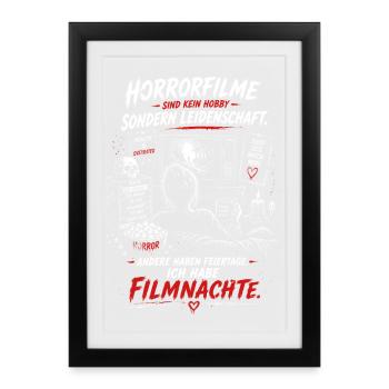 Horror Filme Meine Filmabende Spruch - Gerahmtes Poster (27 × 37 cm) - Schwarz - Vorne