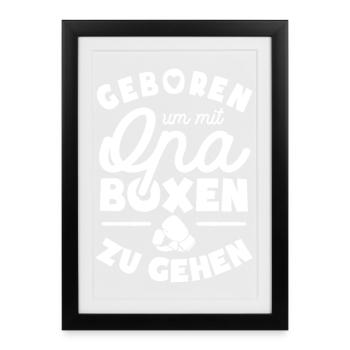 Geboren um mit Opa boxen zu gehen - Gerahmtes Poster (27 × 37 cm) - Schwarz - Vorne