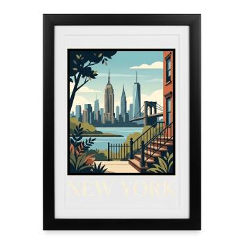 New York Skyline Terrace Poster - Framed poster (27 × 37 cm) - black - Front