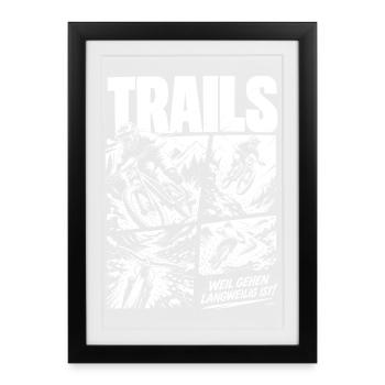 Trails Mountainbike Abenteuer - Gerahmtes Poster (27 × 37 cm) - Schwarz - Vorne