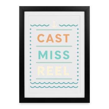 Miss Reel Nautique Pastel - Affiche encadrée (27 × 37 cm) - noir - Devant