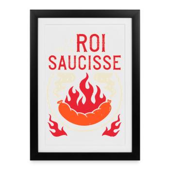 Roi de la Saucisse – Logo Barbecue - Affiche encadrée (27 × 37 cm) - noir - Devant