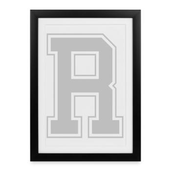 Monogramme Bleu Gris Maison du Collège Initiale R - Affiche encadrée (27 × 37 cm) - noir - Devant