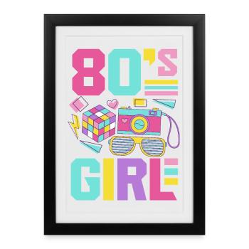 Retour rétro au design vintage des années 80 - Affiche encadrée (27 × 37 cm) - noir - Devant