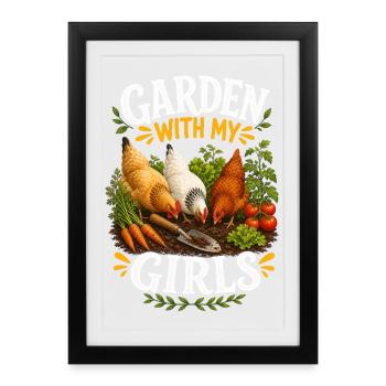 GARDEN WITH MY GIRLS - Gerahmtes Poster (27 × 37 cm) - Schwarz - Vorne
