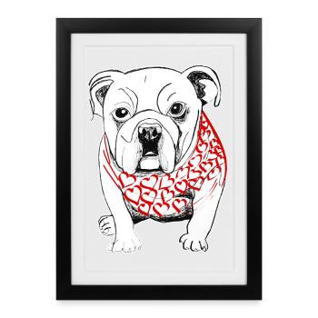 Chiot bouledogue - Affiche encadrée (27 × 37 cm) - noir - Devant