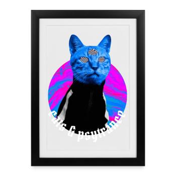 Cats & Psytrance - Rave outfit Psy trance - Framed poster (27 × 37 cm) - black - Front