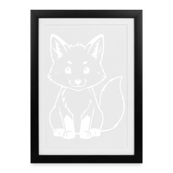 white fox gift nature lover - Framed poster (27 × 37 cm) - black - Front