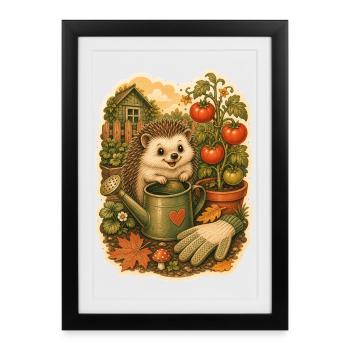 Jardin de Tomates Hérissons - Affiche encadrée (27 × 37 cm) - noir - Devant