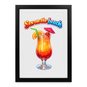 Sexe sur la plage - Affiche encadrée (27 × 37 cm) - noir - Devant