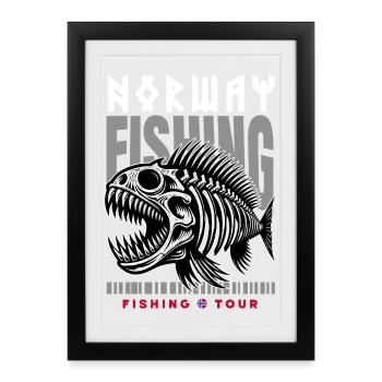 Excursion de pêche en Norvège - Affiche encadrée (27 × 37 cm) - noir - Devant