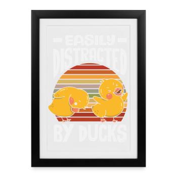 Motifs drôles de canards Citons amoureux de canards - Affiche encadrée (27 × 37 cm) - noir - Devant
