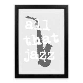 Toute cette silhouette de saxophone jazz - Affiche encadrée (27 × 37 cm) - noir - Devant