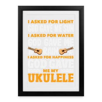 Lustiges Ukulele Designs Und Sprüche - Gerahmtes Poster (27 × 37 cm) - Schwarz - Vorne