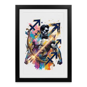 Sagittarius Man – Astrology Gift - Framed poster (27 × 37 cm) - black - Front