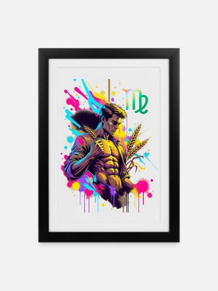 Jungfrau-Mann – Astrologiegeschenk - Gerahmtes Poster (27 × 37 cm) - Schwarz