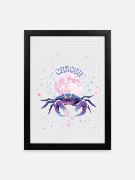 Krebsfrau – Astrologiegeschenk - Gerahmtes Poster (27 × 37 cm) - Schwarz