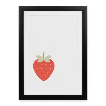 Illustration de fraise radieuse - Affiche encadrée (27 × 37 cm) - noir - Devant
